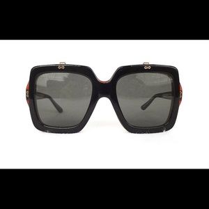 GUCCI AUTHENTIC 0088 Black Havana Brown Flip Retro Square Sunglasses GG0088S 002